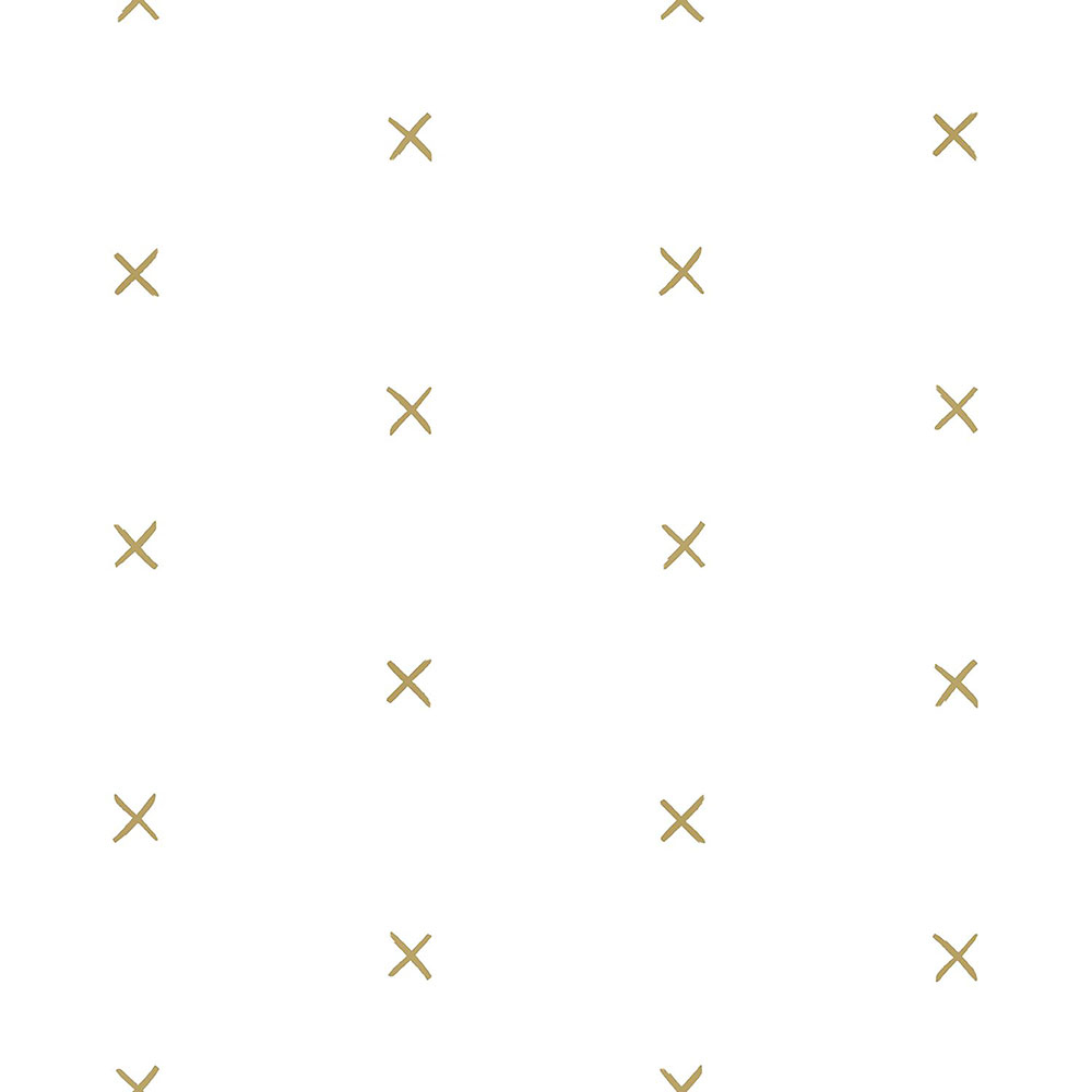 Weiße Vliestapete mit goldenen Kreuzen 139129, Black & White, Esta