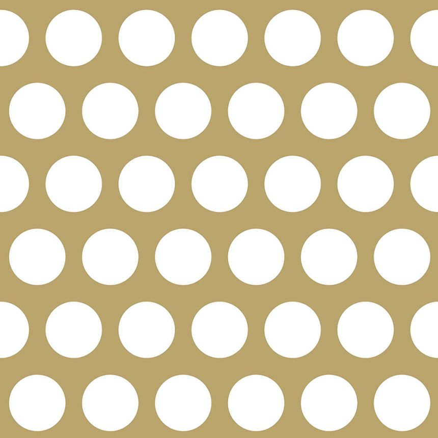 Goldene Vliestapete mit weißen Tupfen 139116, Black & White, Esta