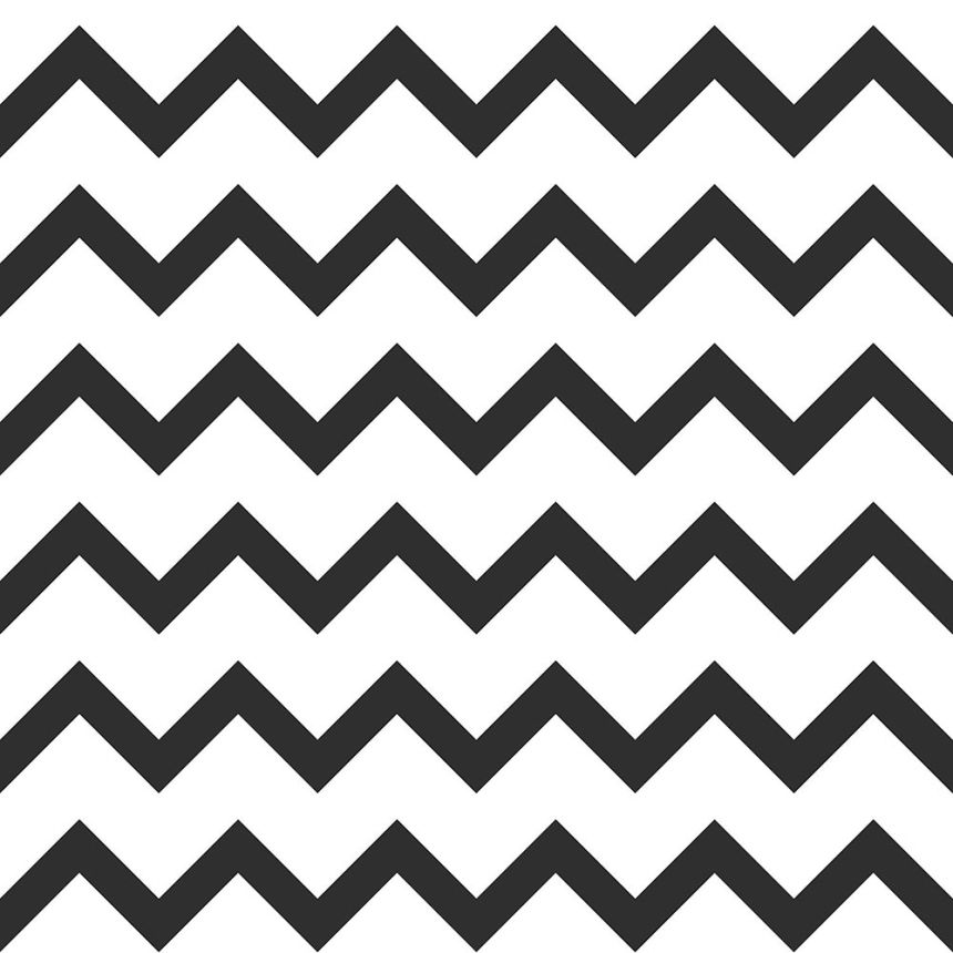 Vliestapete für die Wand, schwarz-weißes Zickzackmuster 139115, Black & White, Esta