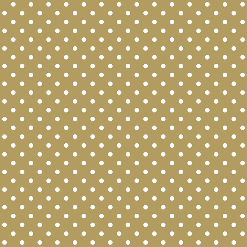 Goldene Vliestapete mit weißen Tupfen 139114, Black & White, Esta