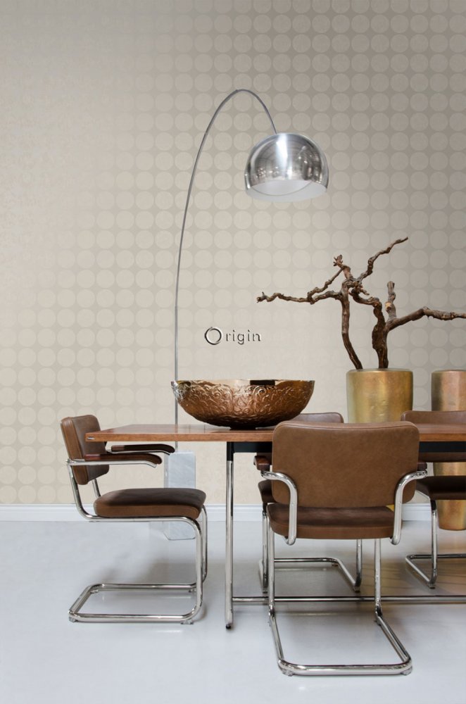 Vliestapete, matte Punkte auf metallischem Hintergrund 347607, Matières - Metal, Origin