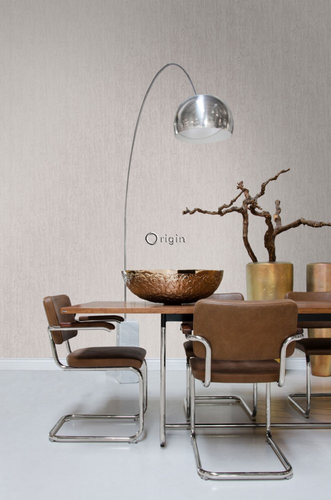 Metallic-Tapete in silber-graubeiger Holzoptik, 347555, Matières - Wood, Origin