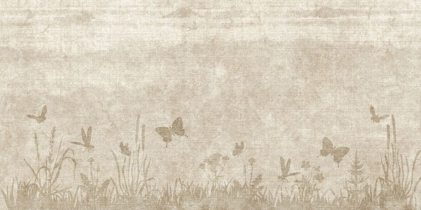 Fototapete nach Maß, Malerei, Wiesengräser, Schmetterlinge, 10242, Vavex