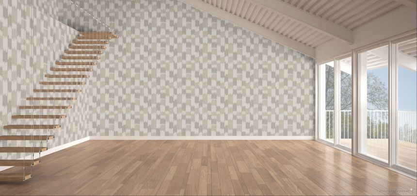 Abstrakte Tapete, Grau-Beige, Grau, Streifen, RE521033, Renaissance, Design ID