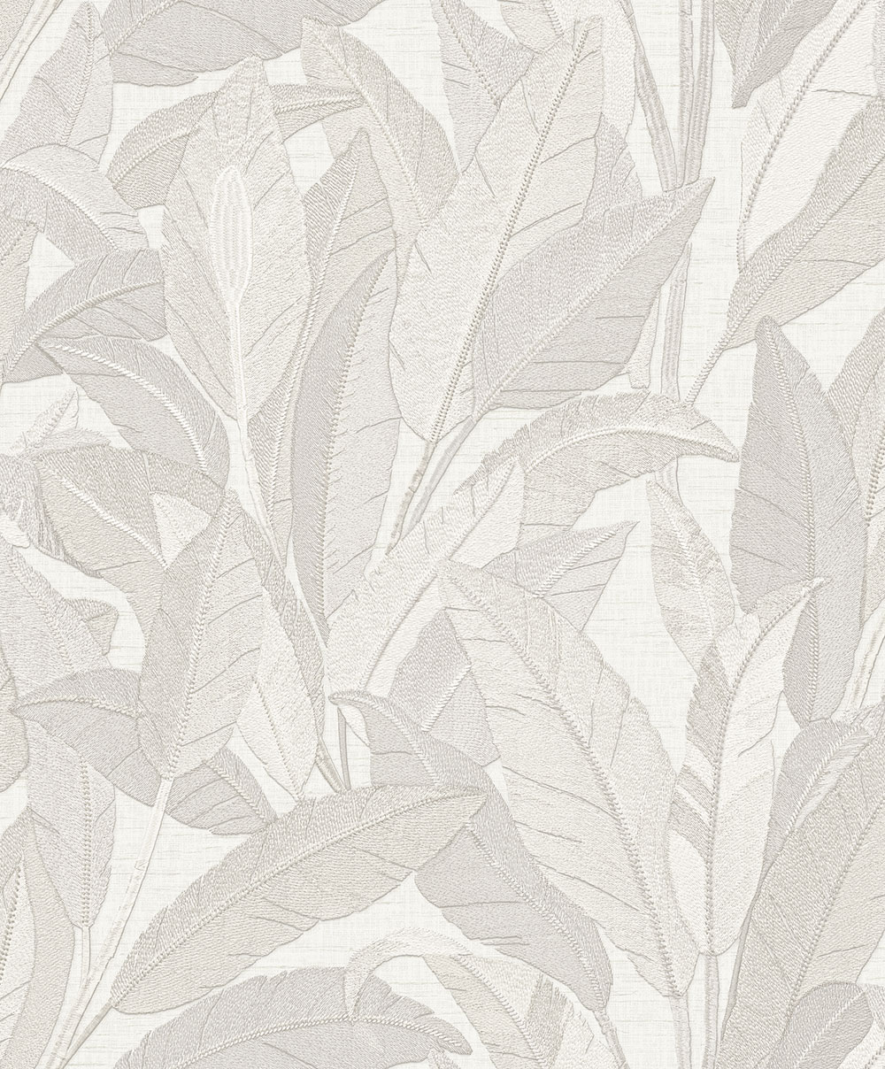 Tapete mit Blättern, Weiß, Grau-Silber, RE521051, Renaissance, Design ID