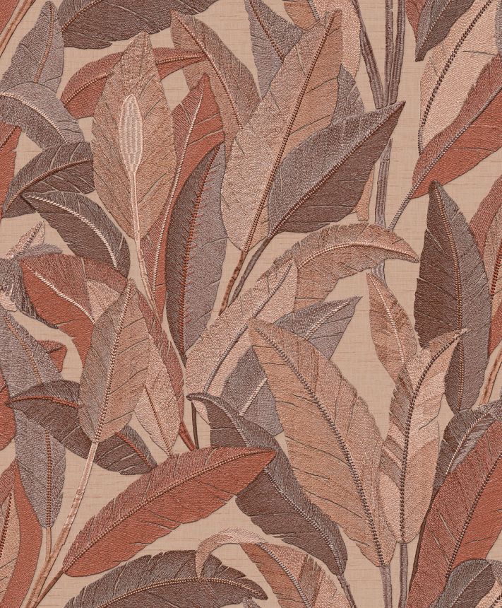 Tapete mit Blättern, Rotbraun, Braun, RE521055, Renaissance, Design ID