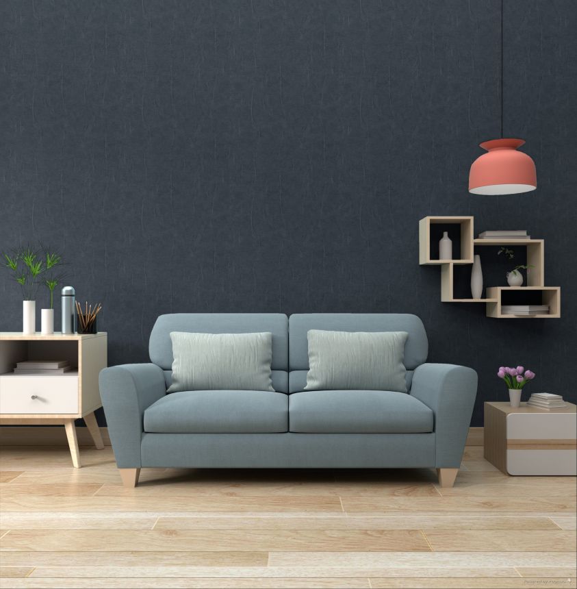 Tapete in Steinoptik, Dunkelblau, RE521086, Renaissance, Design ID