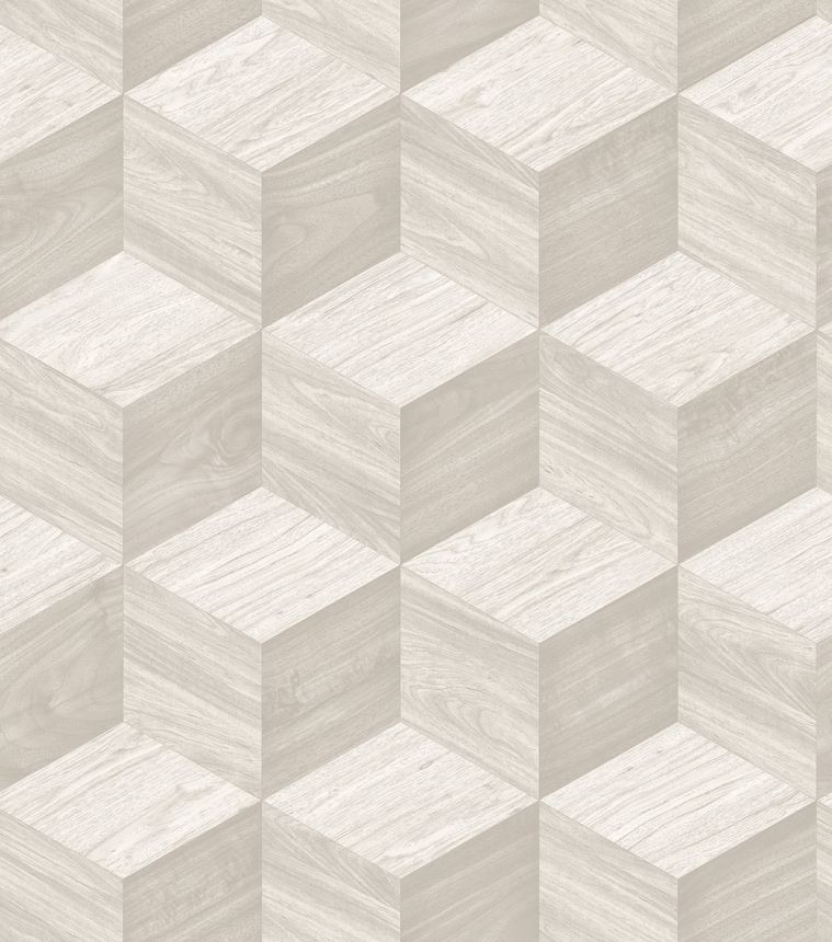 3D-Tapete in Holzoptik, Hellbeige-Grau, RE521091, Renaissance, Design ID