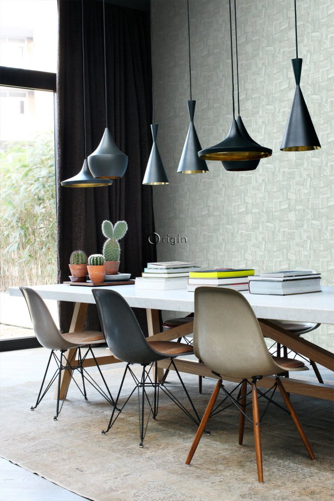 Tapete in graugrüner Holzoptik, 347516, Matières - Wood, Origin