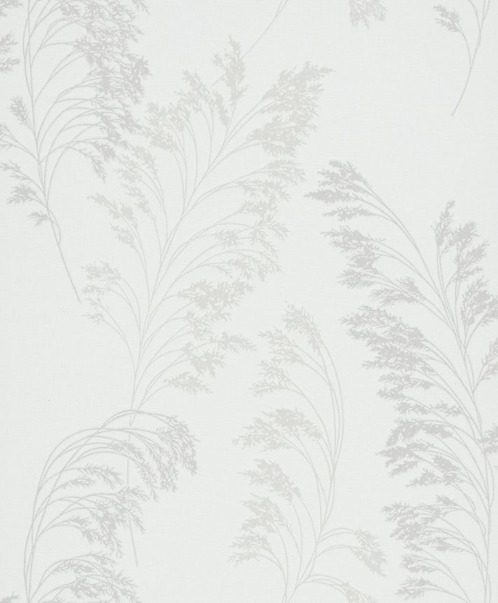 Vliestapete, weiß-grau, silber, Blüten, Blätter, S 82342, Bestseller Basic 1, Marburg