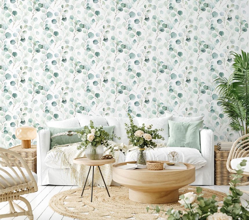 Vliestapete, grün, weiß, Blätter, S 47420, Wohndesign 2026, Marburg