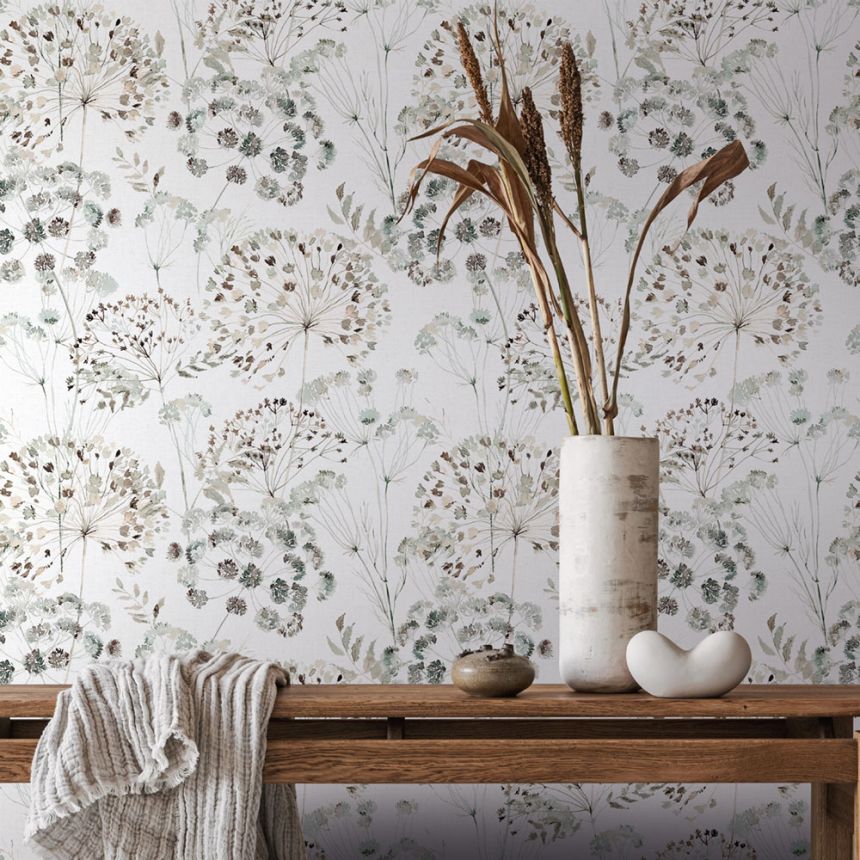 Vliestapete, grau-grün, Wiesenblumen, S 35637, Wohndesign 2026, Marburg