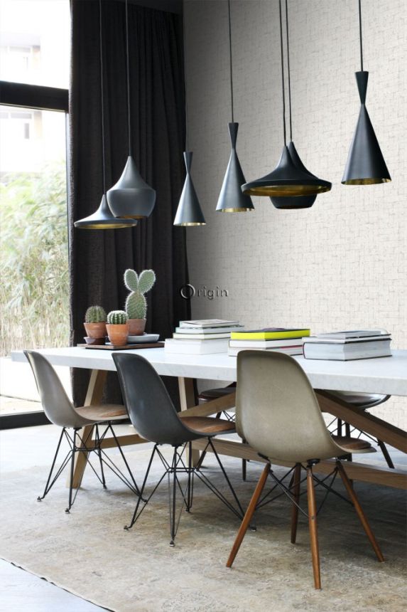 Grau-weiße Vliestapete, Steinverkleidung imitiert 347567, Matières - Stone, Origin