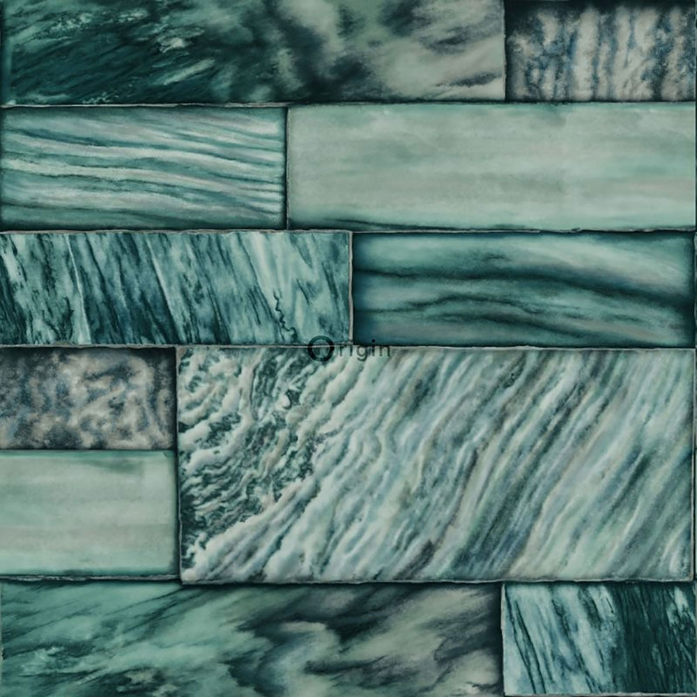 Vliestapete für die Wand, Dekor grüne Steinfliese 337252, Matières - Stone, Origin