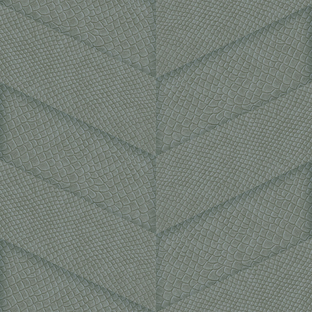 Graugrüne Vliestapete, Parkett-Ledermuster 347791, Luxury Skins, Origin