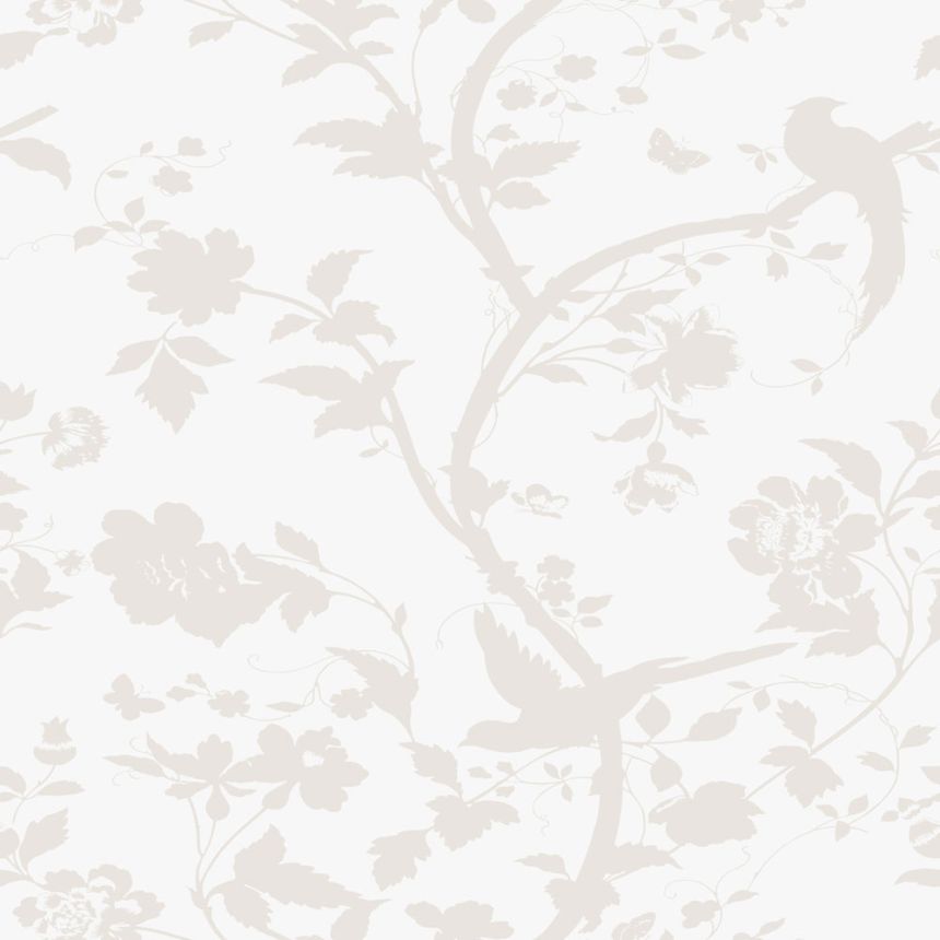 Tapete mit Blumen und Vögelchen, weiß-cremefarben, 113391, Laura Ashley Signature   AUSGEPACKT