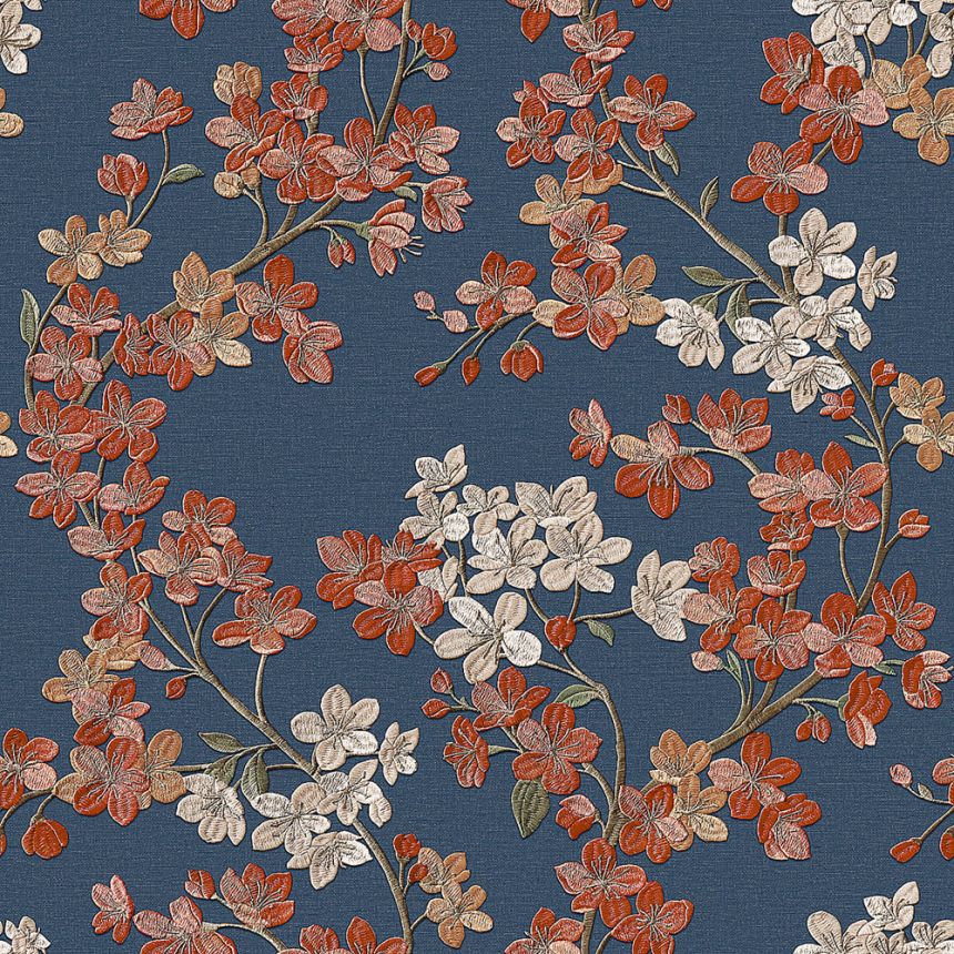 Luxuriöse Tapete mit Blumenmuster, blau, GR322206, Grace, Id Design   AUSGEPACKT