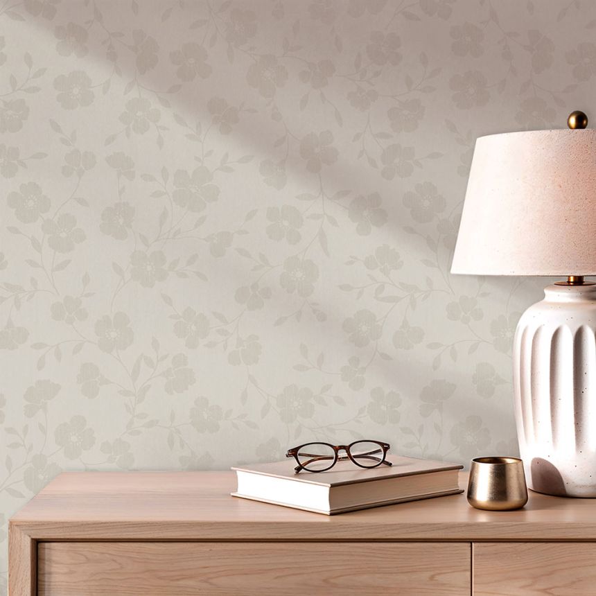Blumentapete, beige, 82586, Pia, Novamur