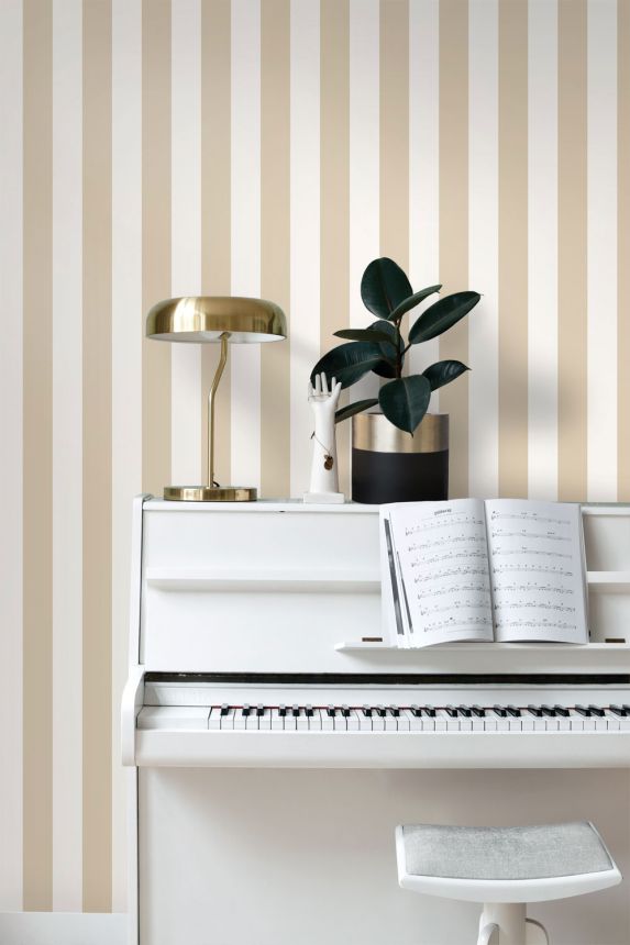 Streifentapete, beige, weiß, 139913, Color Pop, Esta Home
