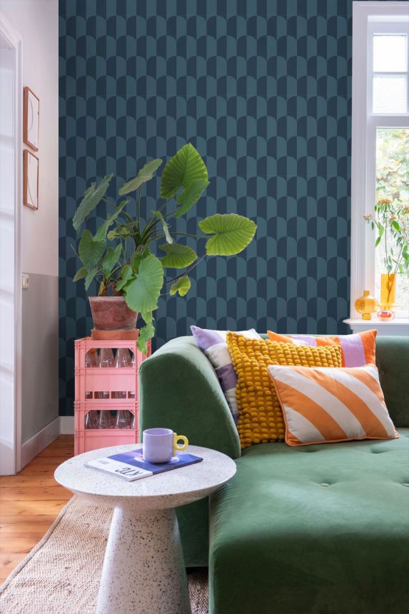 Tapete mit Art-Déco-Muster, blau, 139990, Color Pop, Esta Home