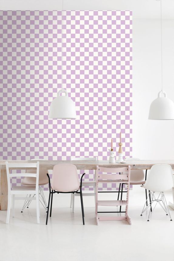 Tapete mit Schachbrettmuster, violett, weiß, 139997, Color Pop, Esta Home