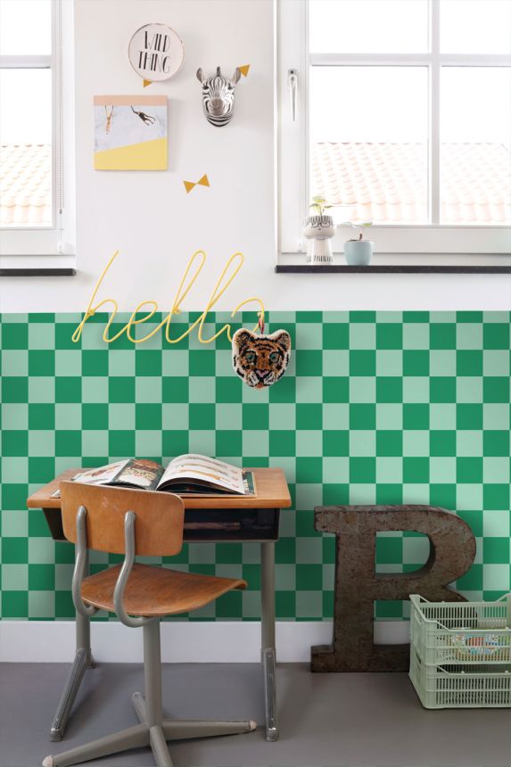 Tapete mit Schachbrettmuster, grün, 130916, Color Pop, Esta Home