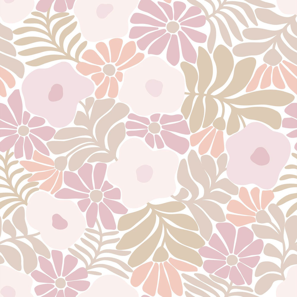 Tapete mit Blumen und Blättern, rosa, braun, 131002, Color Pop, Esta Home