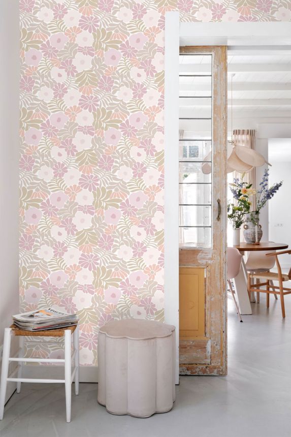 Tapete mit Blumen und Blättern, rosa, braun, 131002, Color Pop, Esta Home