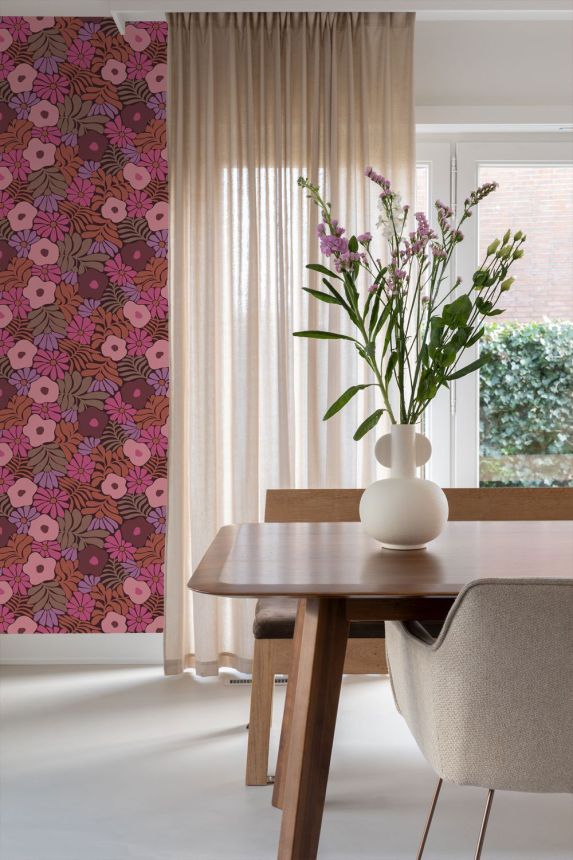 Tapete mit Blumen und Blättern, weinrot, braun, 131136, Color Pop, Esta Home