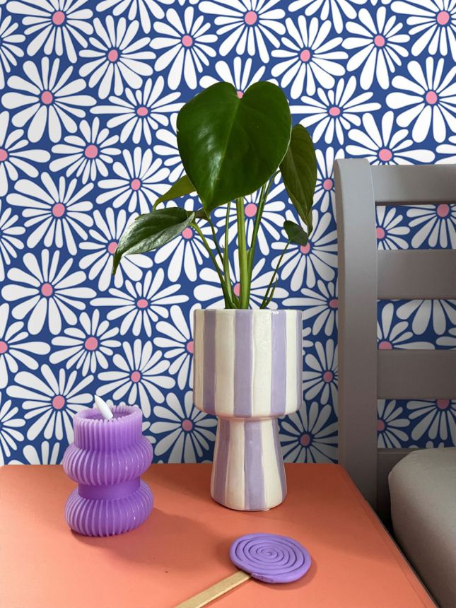 Blumentapete, blau, weiß, 131150, Color Pop, Esta Home