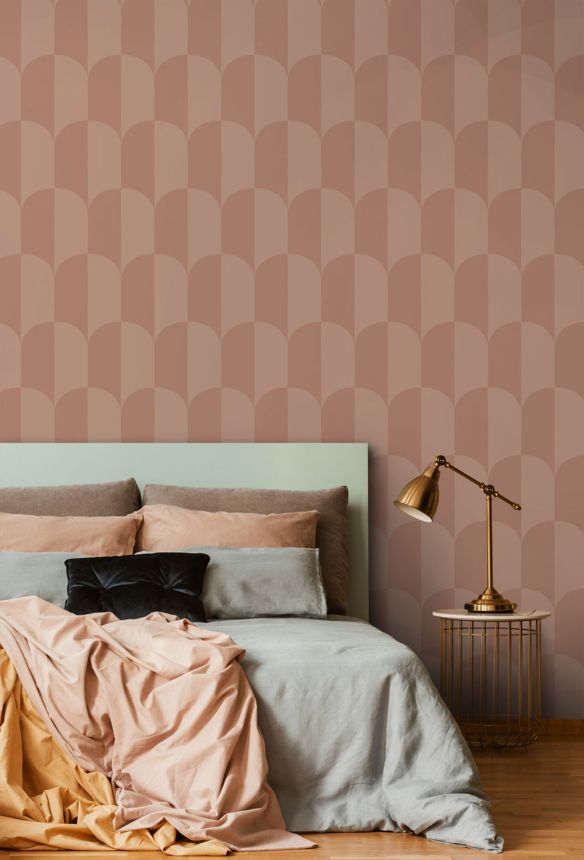 Tapete mit Art-Déco-Muster, rot-braun, braun-rosa, 131238, Color Pop, Esta Home
