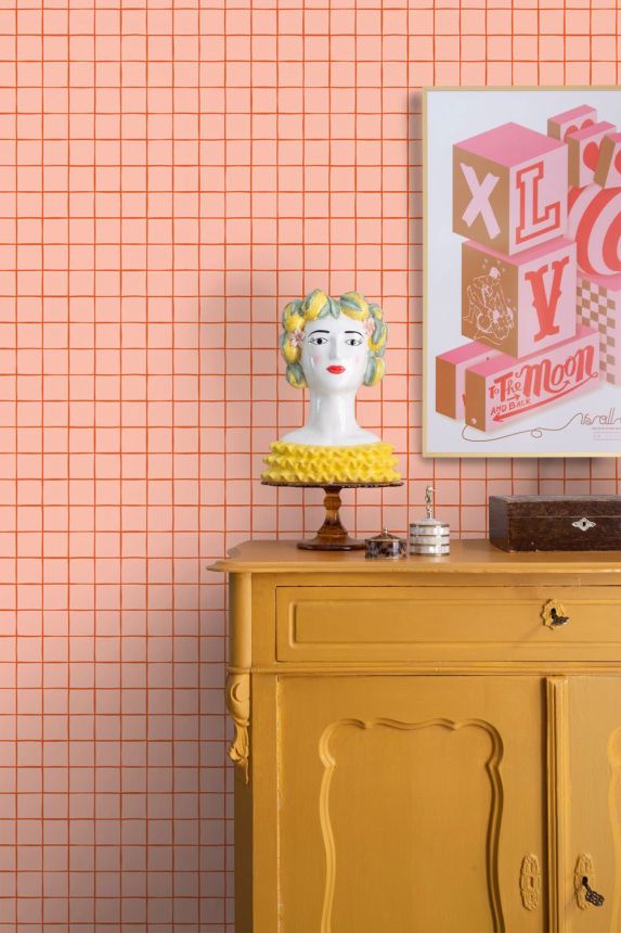Tapete mit Gittermuster, rosa, rot, 131596, Color Pop, Esta Home