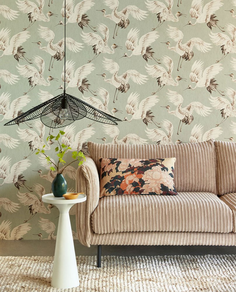 Blaugrüne Vliestapete für die Wand, Vögel im Flug 317353, Oasis, Eijffinger
