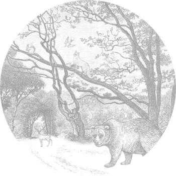 Selbstklebende kreisförmige Tapete Waldtiere, Wald 159083, Durchmesser 140 cm, Forest Friends, Esta