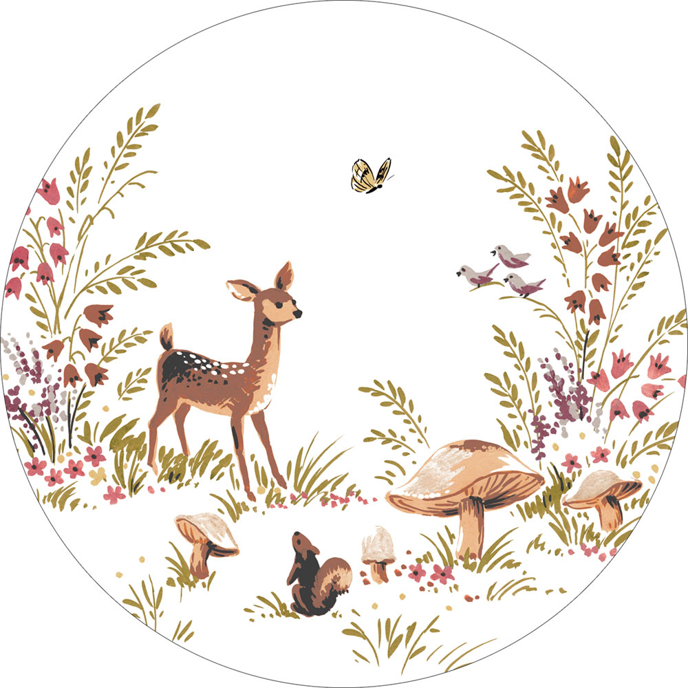 Selbstklebende kreisförmige Tapete Waldtiere 159074, Durchmesser 70 cm, Forest Friends, Esta