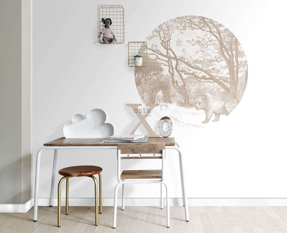 Selbstklebende kreisförmige Tapete Waldtiere 159072, Durchmesser 70 cm, Forest Friends, Esta