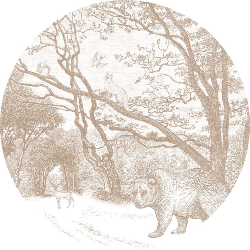 Selbstklebende kreisförmige Tapete Waldtiere 159072, Durchmesser 70 cm, Forest Friends, Esta