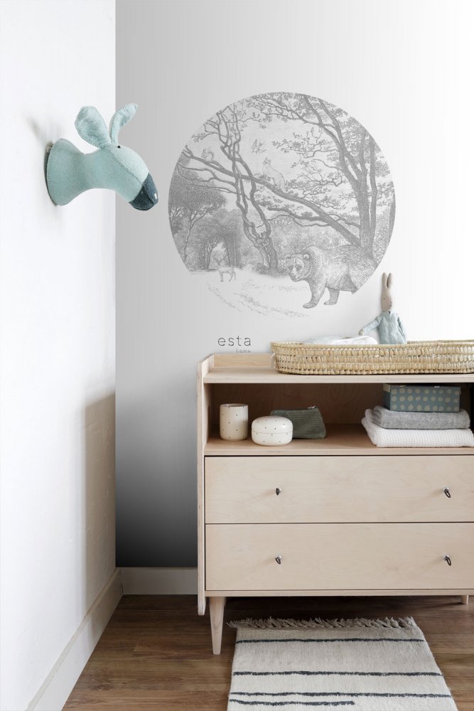 Selbstklebende kreisförmige Tapete Waldtiere 159070, Durchmesser 70 cm, Forest Friends, Esta