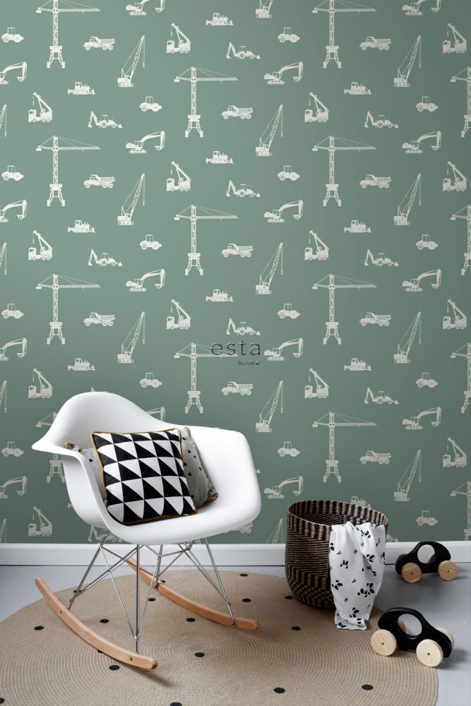 Vliestapete für Jungen Autos, Bagger, Kräne, Traktoren 139264, Forest Friends, Esta