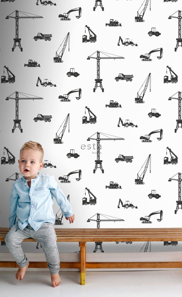 Vliestapete für Jungen Autos, Bagger, Kräne, Traktoren 139263, Forest Friends, Esta