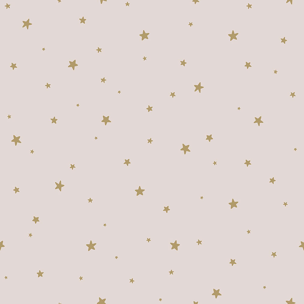 Altrosa Vliestapete mit goldenen Sternen 139260, Forest Friends, Esta