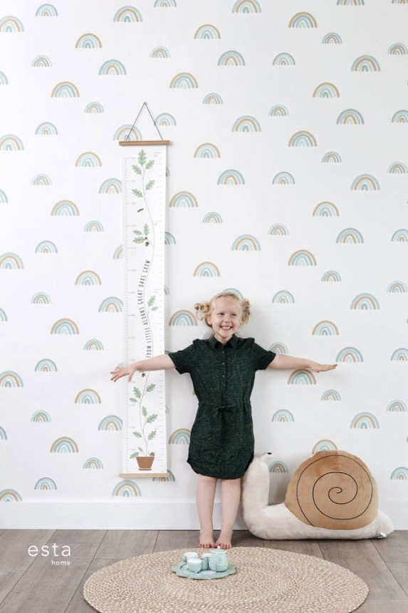 Tapete für ein Kinderzimmer, Vliestapete mit Regenbogen 139254, Forest Friends, Esta