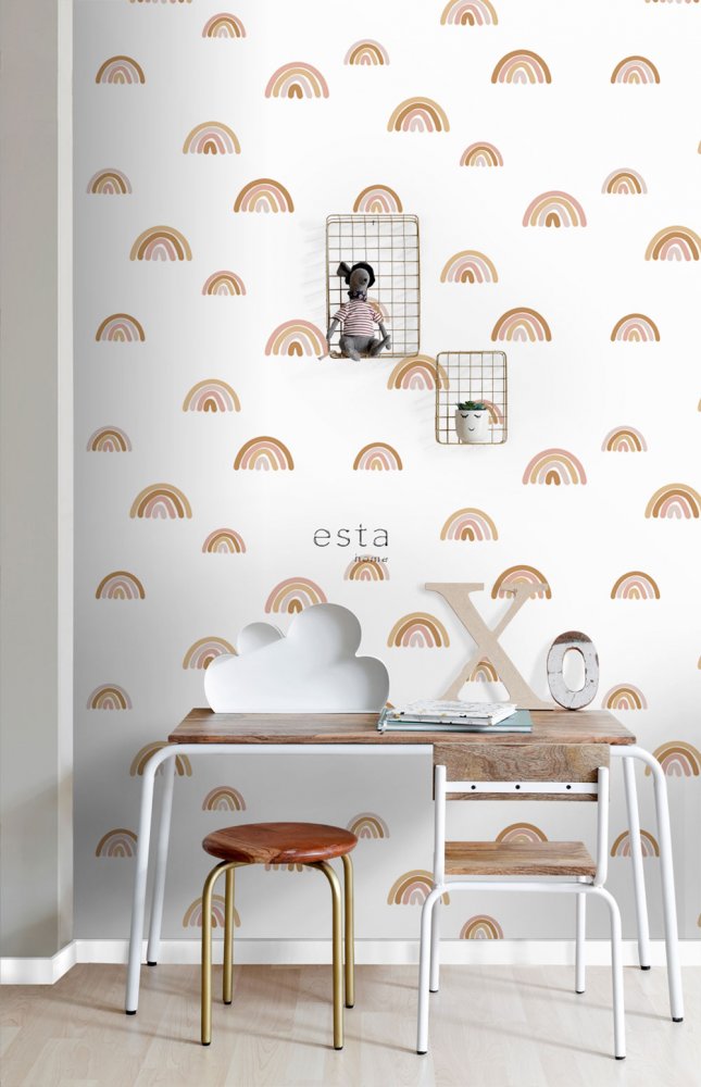 Tapete für ein Kinderzimmer, Vliestapete mit Regenbogen 139253, Forest Friends, Esta