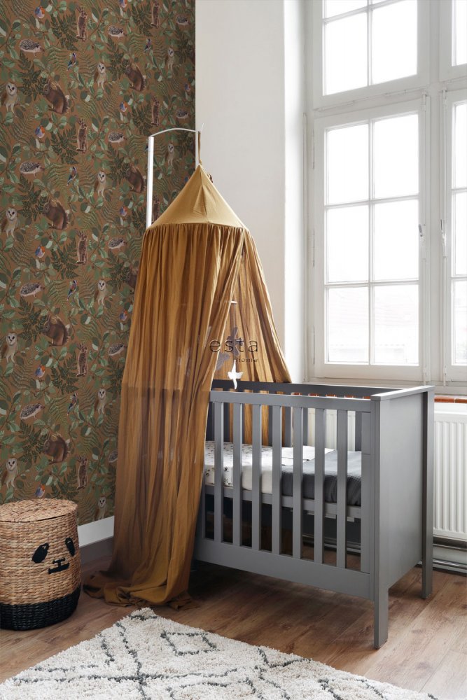 Braune Vlies Kindertapete für die Wand Waldtiere 139251, Forest Friends, Esta