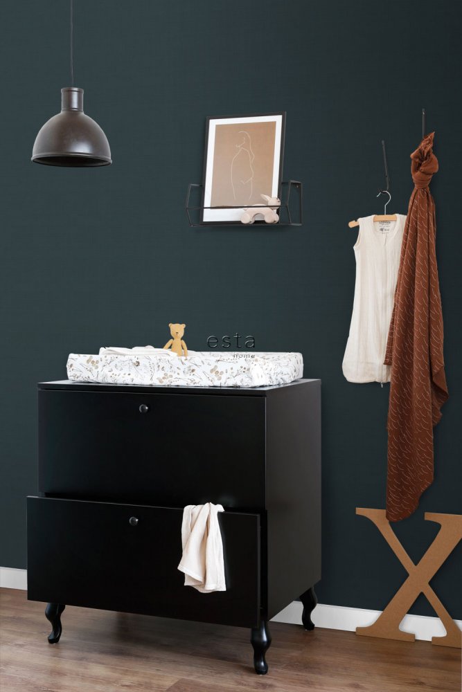 Dunkelblaue Vliestapete mit Gittermuster 139242, Forest Friends, Esta