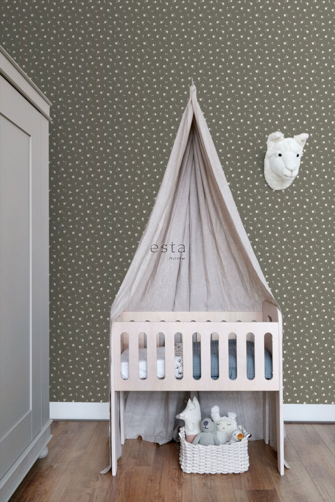 Vliestapete braun mit floralem Muster 139238, Forest Friends, Esta