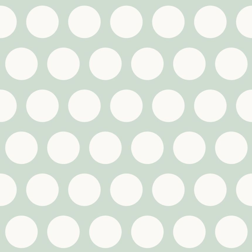 Vliestapete Grün mit weißen Punkten 128711, Little Bandits, Esta