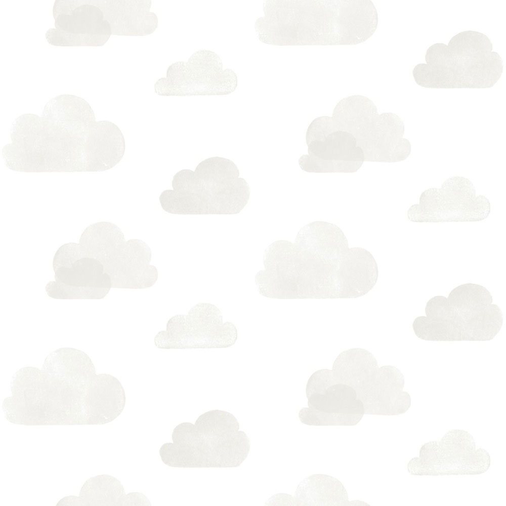Vliestapete weiß mit grauen Wolken 138945, Little Bandits, Esta