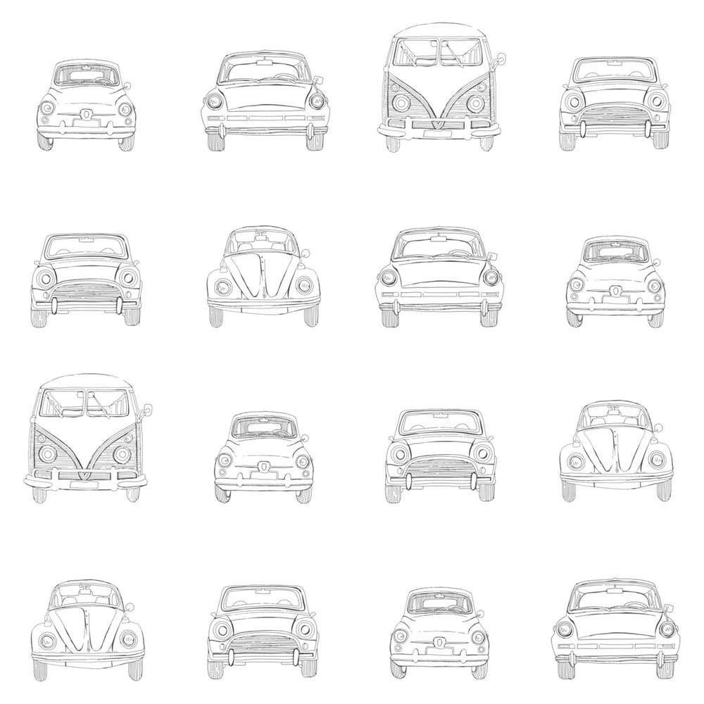 Schwarz-weiße Vliestapete für die Wand Autos 138941, Little Bandits, Esta