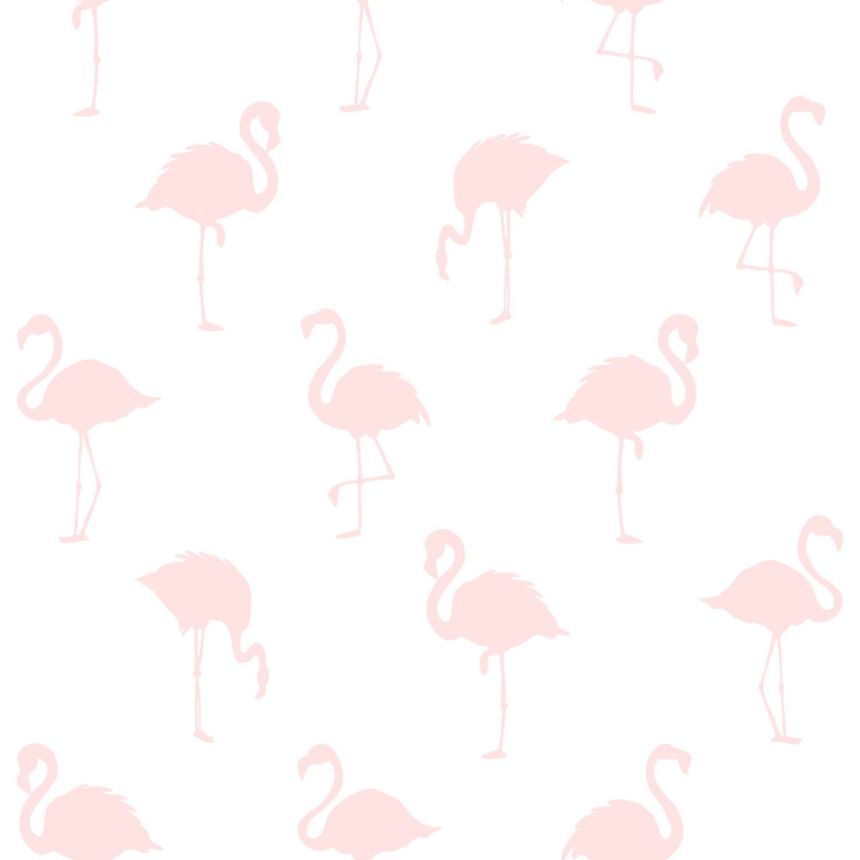 Weiße Vliestapete mit rosa Flamingos 138918, Little Bandits, Esta